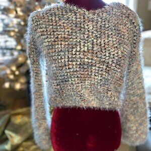 Colorful Romantichut Balloon Sleeved Sweater Crop(L)